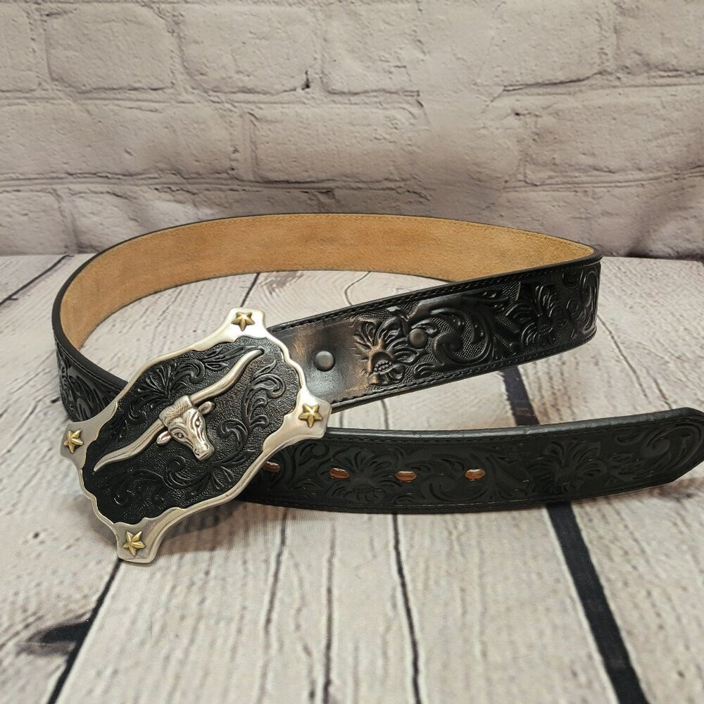 Justin Men's Floral Tooled Leather Belt
